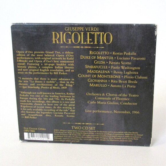 Verdi Rigoletto 2 Cd Set Pavarotti Scotto Live Performance 1966 Opera D'Oro - Picture 2 of 10
